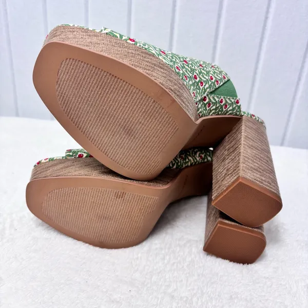NWT Lisa Vicky Joy Green Botanical Print Platform Mule Clog Heels Size 9 - Image 13