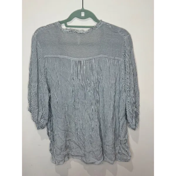 FP One Free People Striped‎ Ruffle Shirt 3/4 sleeve sz XS/S - Image 2