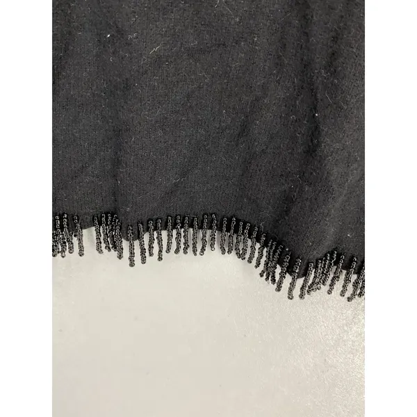 Private Party Women Vest Black Beaded Fringe Angora Lambswool Blend Medium - Image 5