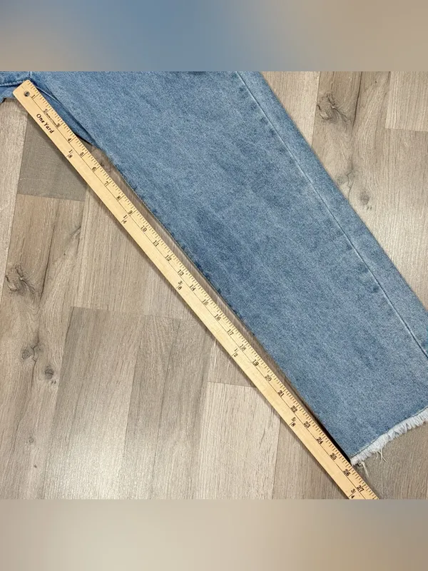 Vintage Y2k Lioness Lace Up Front Raw Edge Crop Jeans Blue Small‎ Straight High - Image 11