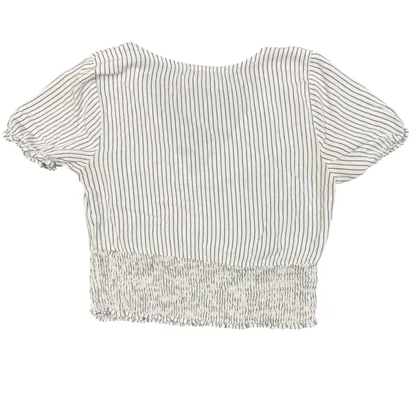 Abercrombie & Fitch Top Womens Medium White Blue Stripe Smocked Wrap Crop - Image 12