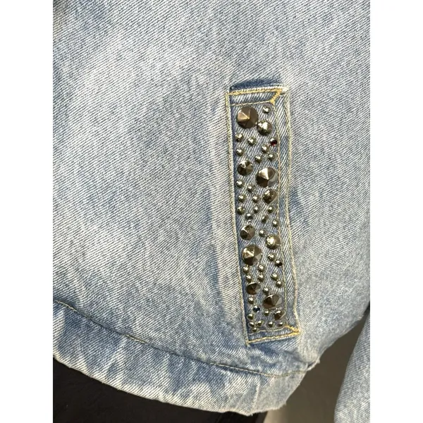 Vintage 80s YES Clothing Co Studded Denim Jacket S USA Rhinestone Western - Image 7