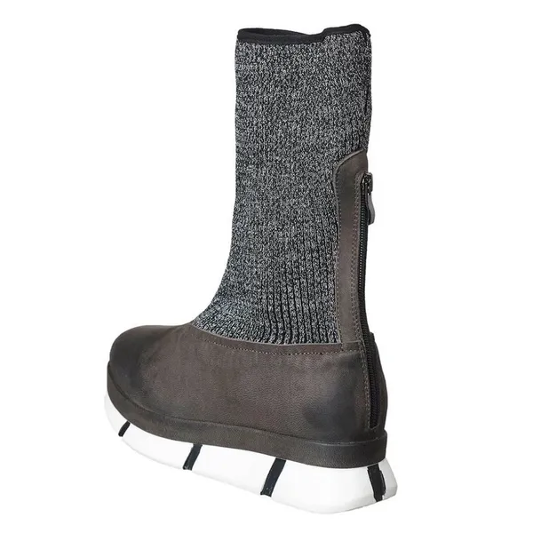 Antelope Sock Nu Sole Leather Boots Black Size 38 US 7.5 Back Zip Platform - Image 2