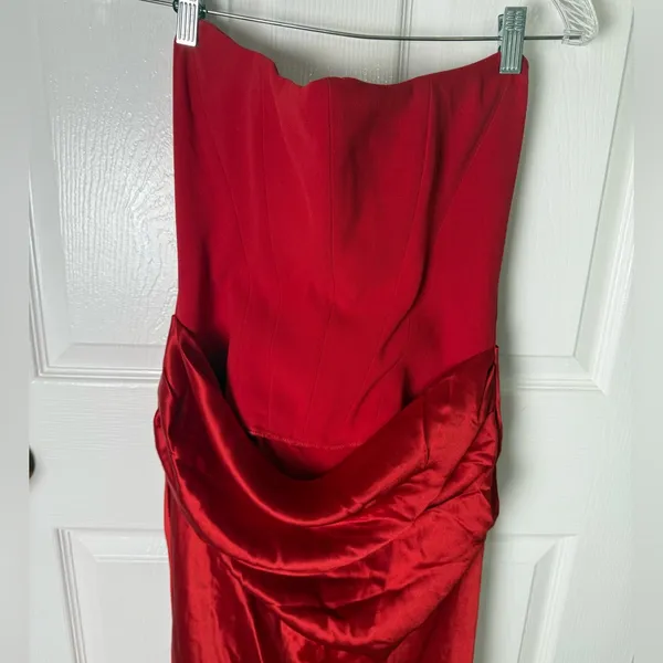 House of CB Persephone Scarlet Strapless Corset Maxi Dress M - Image 5