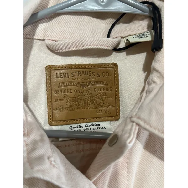 LEVI'S FRESH ORIGINAL TRUCKER‎ JACKET WOMENS XS PINK JEAN DENIM Botanical - Image 4