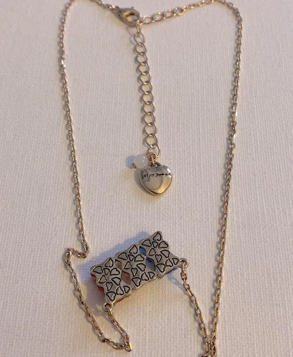 Betsey Johnson red white blue teddy bear necklace - Image 3