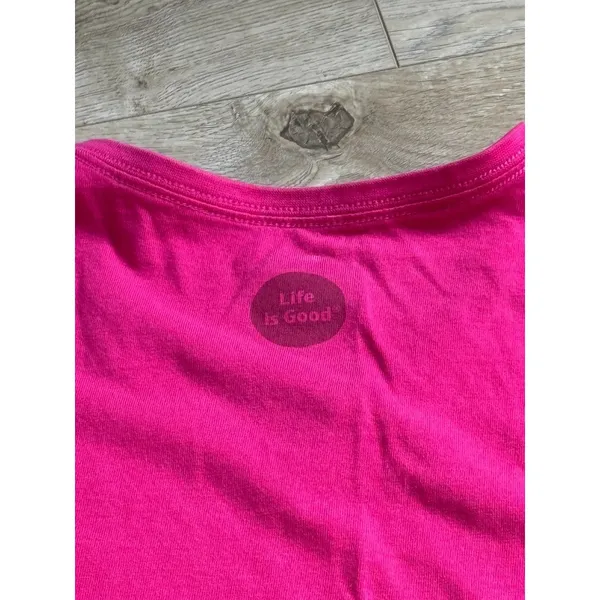 EUC Womens Life Is Good Tshirt Pink Wine Glass Crusher tee classic fit size M - Image 8