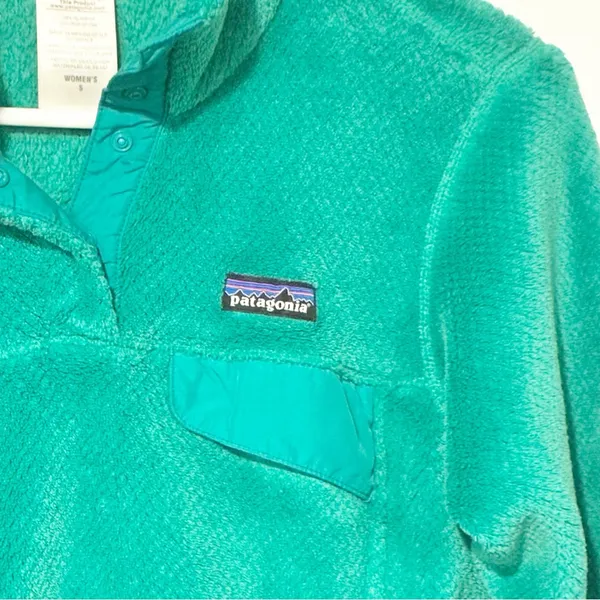 Patagonia Size Small Re-Tool‎ Snap T Plush Fleece Pullover Kangaroo Turquoise - Image 2
