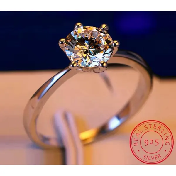 Boutique 2Ct Solitaire Platinum S925 Simulated Diamond Engagement Wedding Ring, Size‎ 6 - Image 9