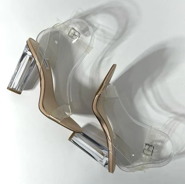 Steve Madden Camille Lucite Clear Block Heel Dress Sandals Size 8 - Image 10