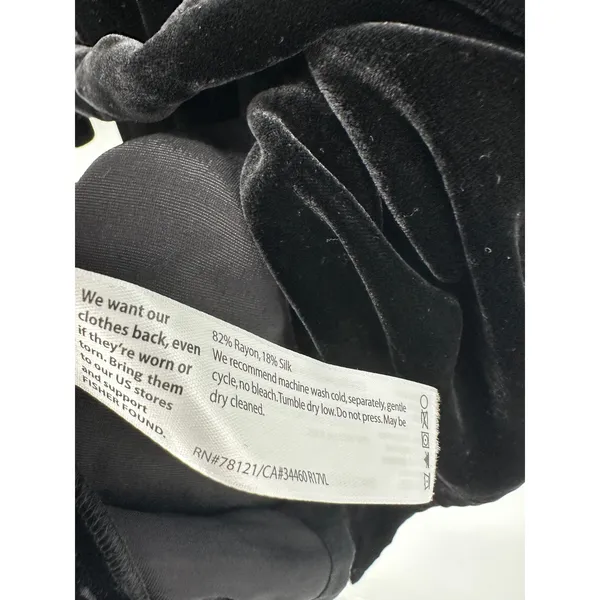 Eileen Fisher Black Velvet‎ Wrap Dress Women Sz XS Rayon Silk Holiday Party - Image 7
