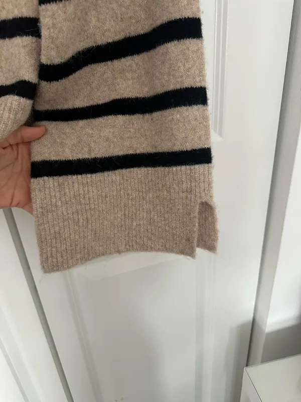 NWT Commense Oversized Striped Pullover Sweater XS Black - Image 5