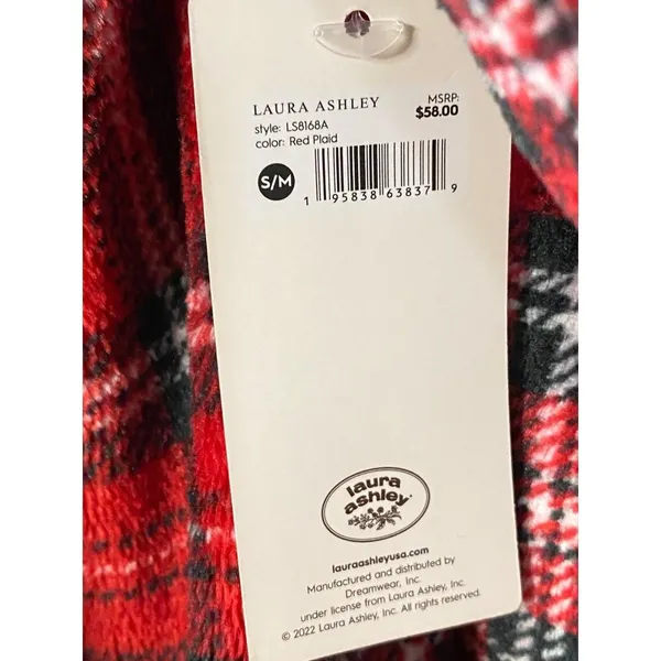 New Laura Ashley Plaid Christmas winter Bath robe Sz S/M -‎ missing belt - Image 3