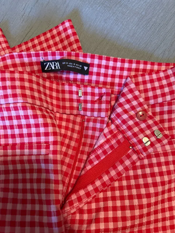 Red Checkered ZARA Pants - Image 2