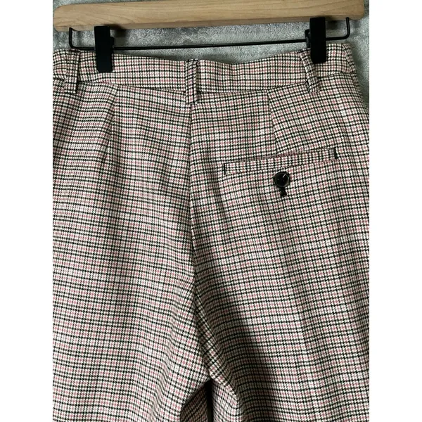 Maeve Anthropologie Avery Pleated Wide Leg Plaid Trousers Pants Size 0 Preppy - Image 4