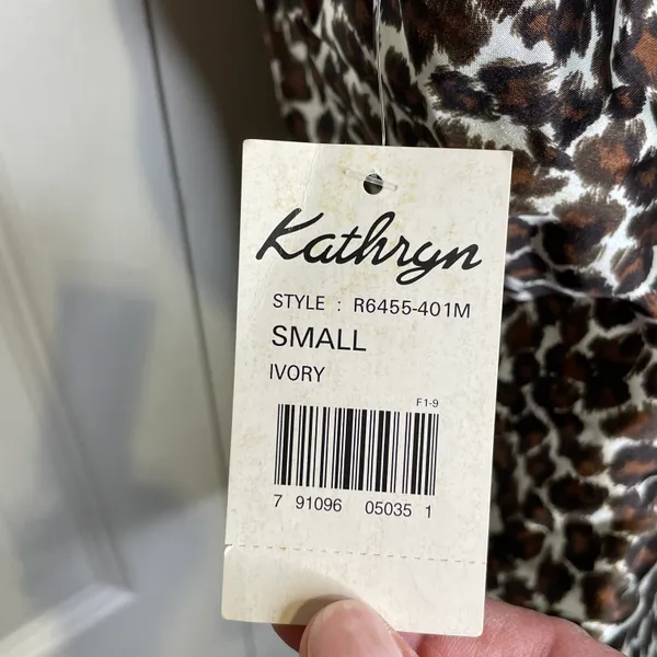 NWT Vintage Y2K Kathryn Leopard Camisole Top Tan Black Ivory Wet Pink Trim Small - Image 6