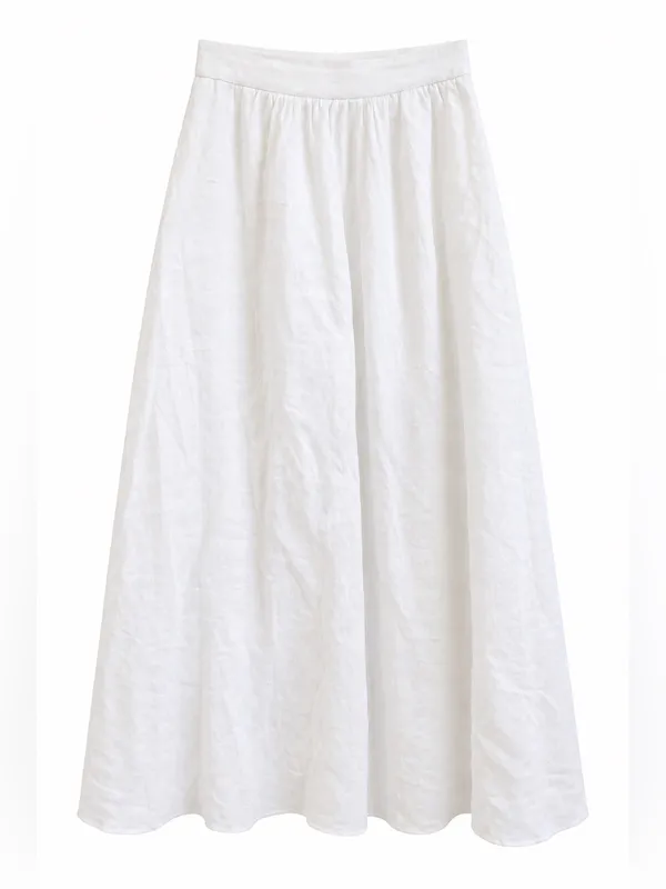 Dissh Gemima White 100% Linen Maxi Skirt Size US 2 NWT Lined A-Line Coastal - Image 3