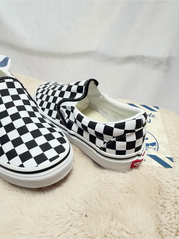 Custom Women’s Vans Checkerboard Slip-On Loafers - Black & White- new! Size 8W - Image 10
