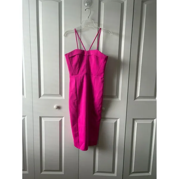 BARDOT HOT PINK PIN UP DRESS SIZE 4 Barbiecore Bodycon - Image 2