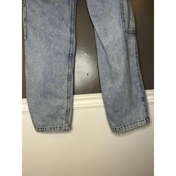 Aeropostale Low Rise Cargo Jeans Womens L Light Wash Blue Wide Leg Relaxed Denim - Image 10