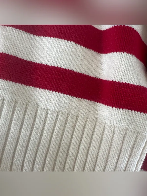 Universal Thread Women's Red, White & Navy Zip-Up Flag Stripe Sweater - Image 2