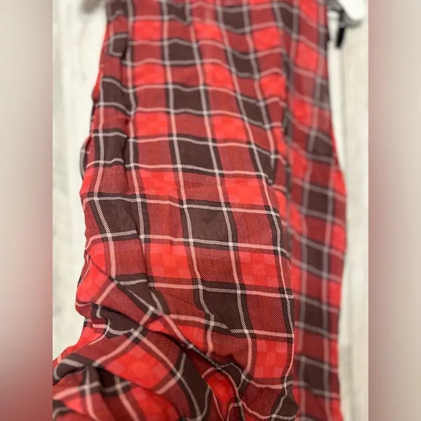 Cooper and Ella Red Plaid Sleeveless Dress Size M Asymmetrical Hem Casual Chic - Image 4
