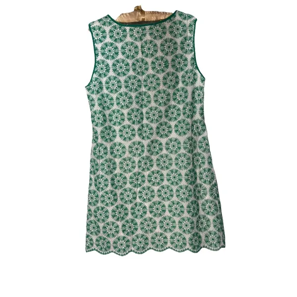 Max Studio Green & White Embroidered Mini Dress Lined Cotton Women's Size L NWT - Image 7