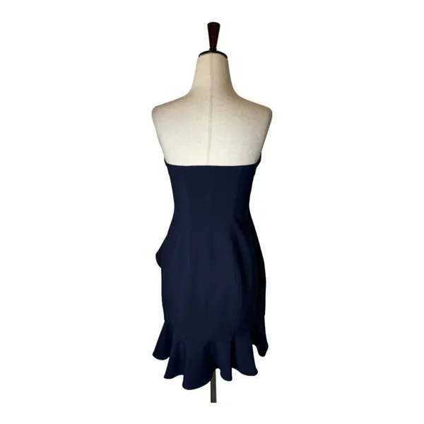 Likely Dress Women 2 Navy Blue Strapless Ruffled Bodycon‎ Mini Cocktail Party - Image 2