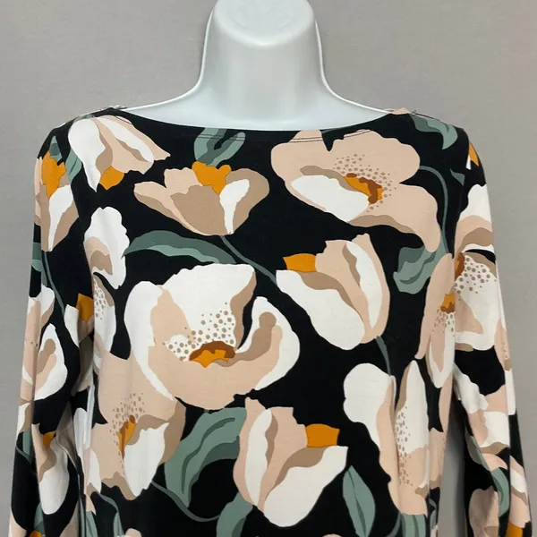 Ann Taylor Floral Top 3/4 Sleeves Boat Neck Size XS Rayon Stretch Jersey Graphic - Image 3