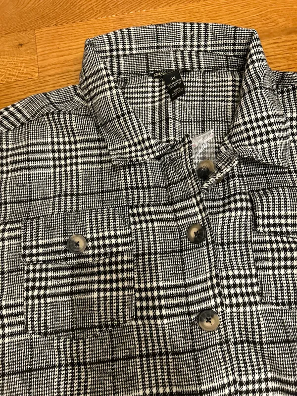 Millenium Plus Size 3X Autumn Essential Black & White Plaid Button - Image 17