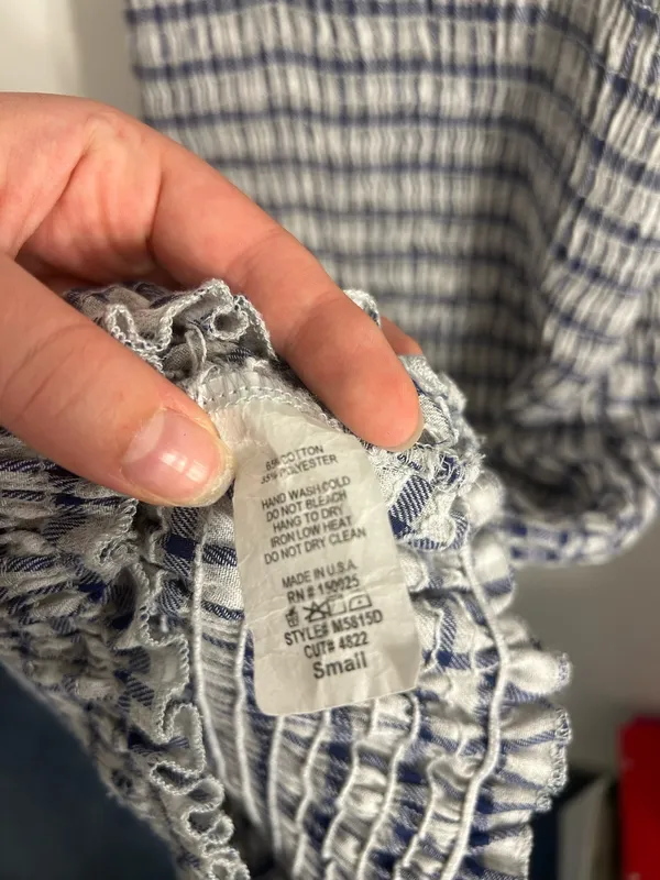 Emory Park Blue and White Gingham Smocked Mini Dress - Image 4