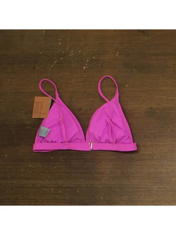 NWT Shade & Shore Womens Ribbed Triangle Bikini Top 94443819 Purple M - Image 3