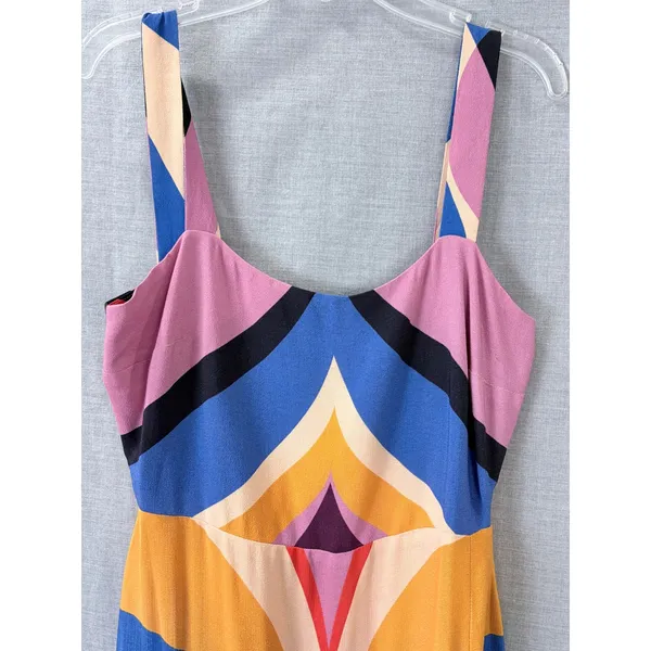 Farm Rio Graphic Heart Slip Midi Dress Colorblock‎ Multicolor XS - Image 3