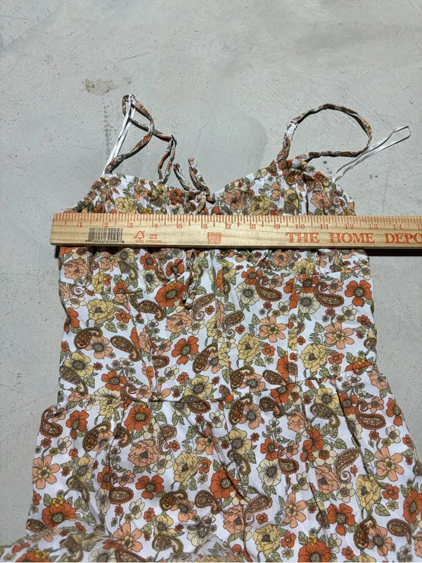 Hollister Floral Smocked Sundress in White and Orange small - Image 4