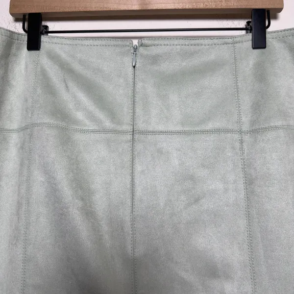 NEW Ann Taylor Women Skirt 14 Green Faux Suede A-Line‎ Midi Western Boho Office - Image 6