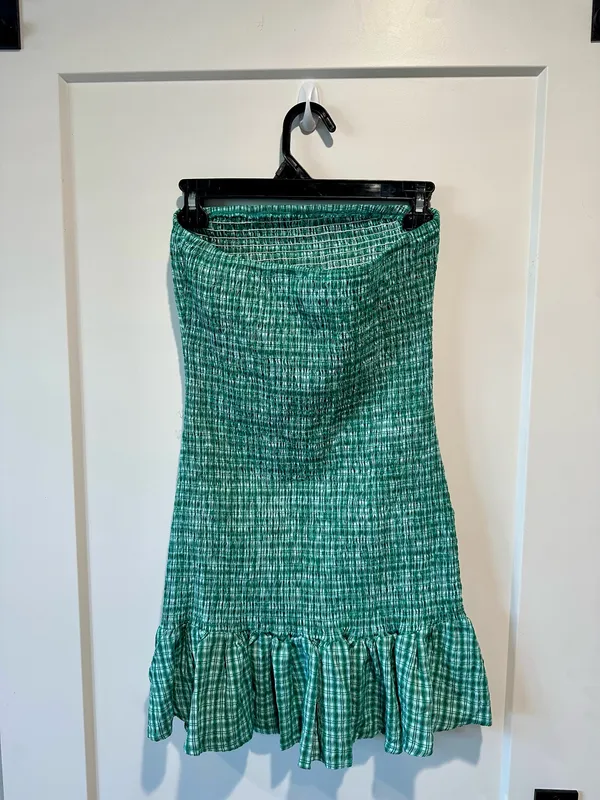 Princess Polly Porschia Strapless Mini Dress Green Check Size 6 NWT - Image 3