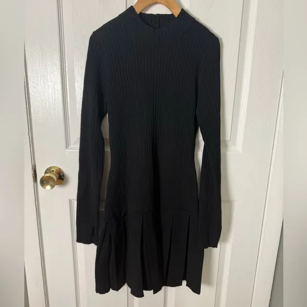 Free People Emmy Ribbed Knit Mini Dress Black M - Image 5