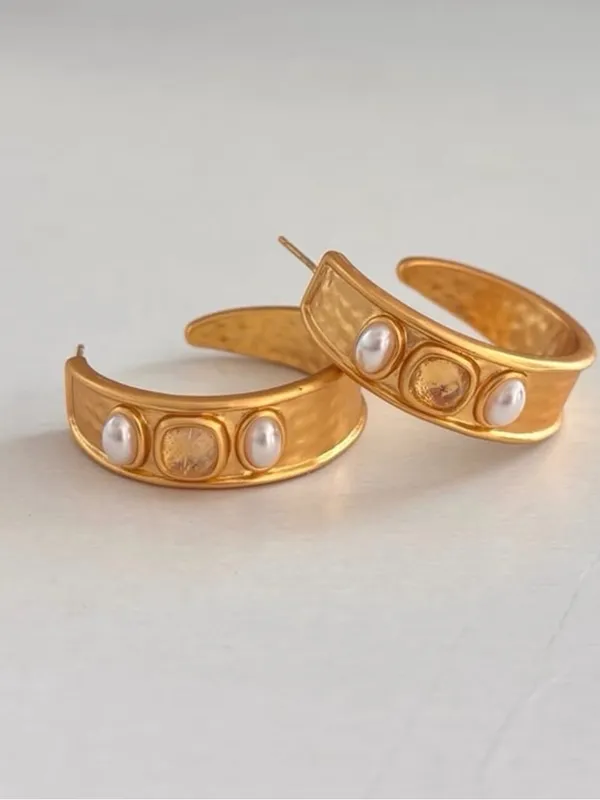 Julie Vos Savory Statement Hoop Ear Gold - Image 2