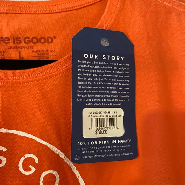 NWT Life Is Good Crusher-Lite Orange Fall Creek Falls Tennessee T-Shirt Large - Image 3