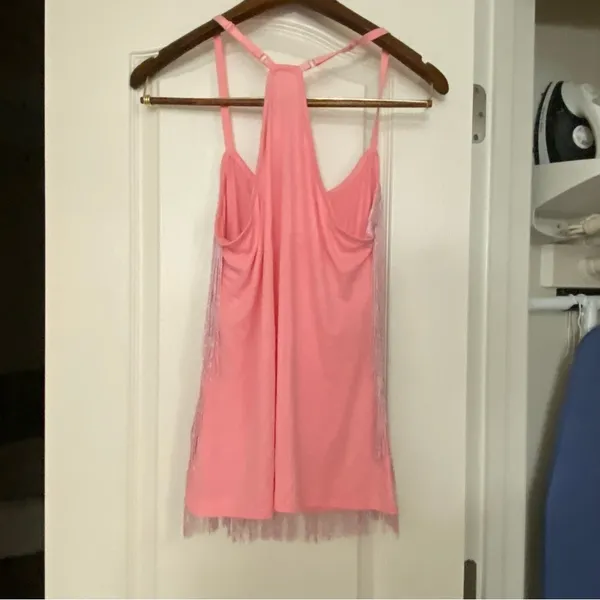 Maner Womens Bubblegum Pink Fringe Front Tank Top M Medium 38” NWT New - Image 7
