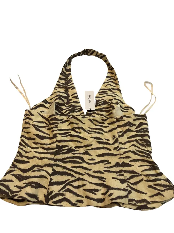 Nasty Gal Cream and Brown Zebra-Print Halter - Image 4