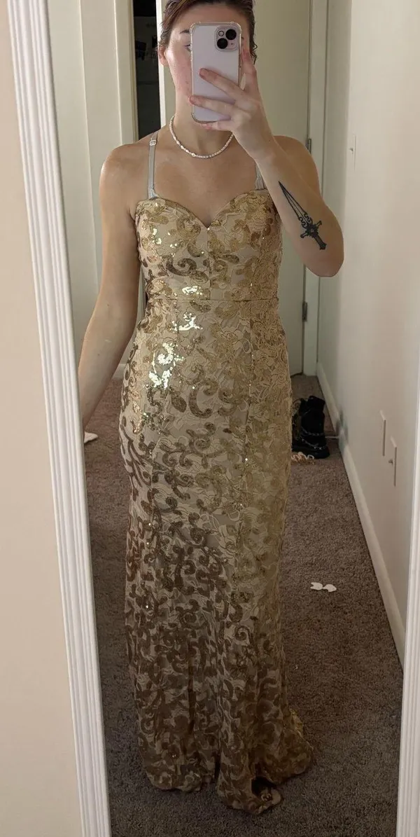 Gold City Triangles Sequin Dress - Image 2