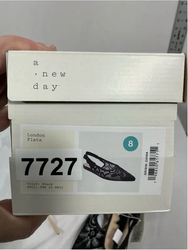 Womans New A New Day London SlingBack Flats Size 8 Black Pointed Toe Lace Fabric - Image 5
