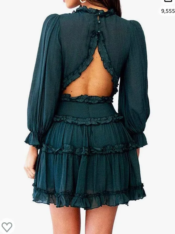 Ruffle Layer Green Dress - Image 2