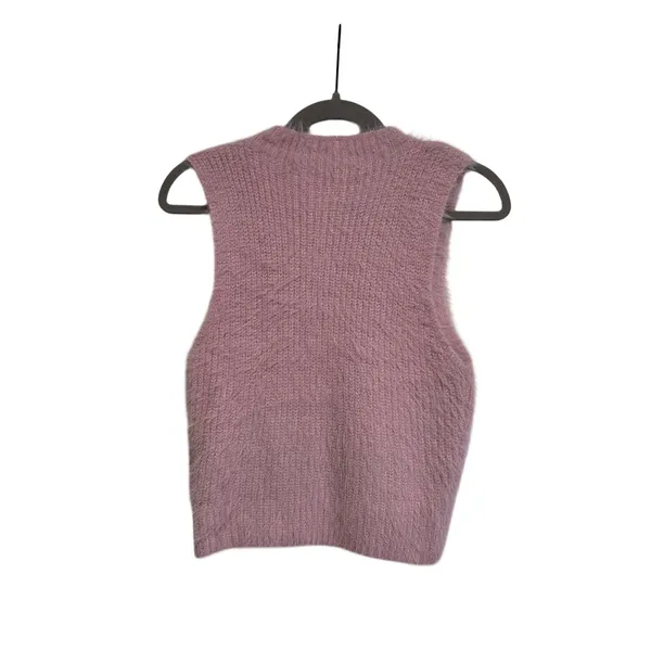 Zara Womens Pink Fuzzy Sleeveless Sweater Vest Size L Soft Knit Y2K Layering Top - Image 3