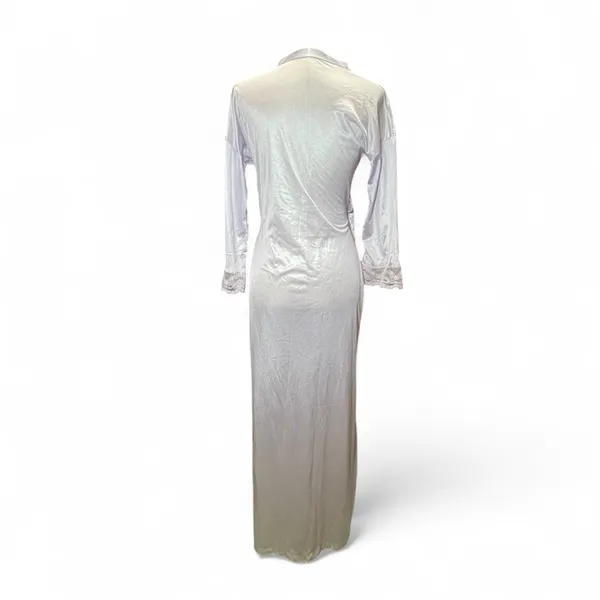Vintage Fantasy Nightwear Lavender‎ Robe Lace Sleeves Size Small - Image 4