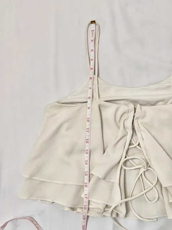 Free People Tropical Wave Cream Lace Back Crop Tank Top - M - Image 9