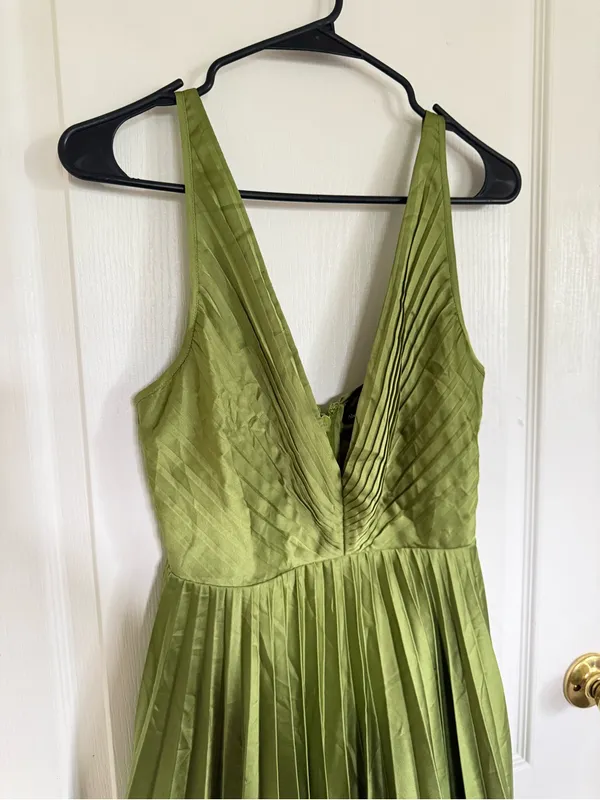 Abercrombie & Fitch NEW Giselle Pleated Mini Dress in Green - Image 3