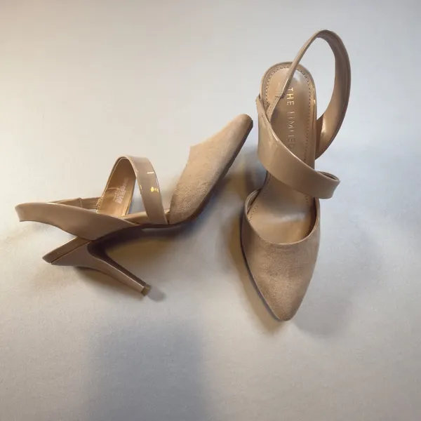 The Limited NWOT Trisha Slingback Pumps Beige Suede Patent 6.5 Heels Comfort - Image 8