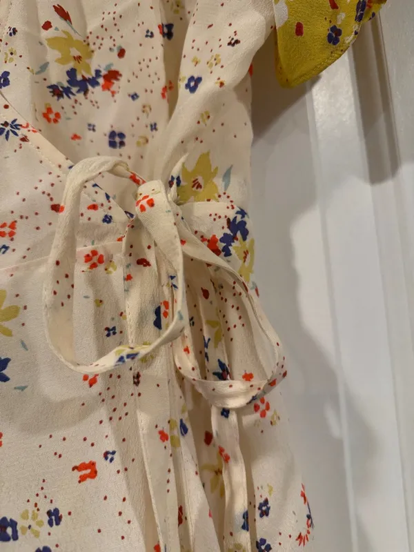 Meadow Rue by Anthropologie Floral Wrap Blouse - White and‎ Yellow 4 - Image 5
